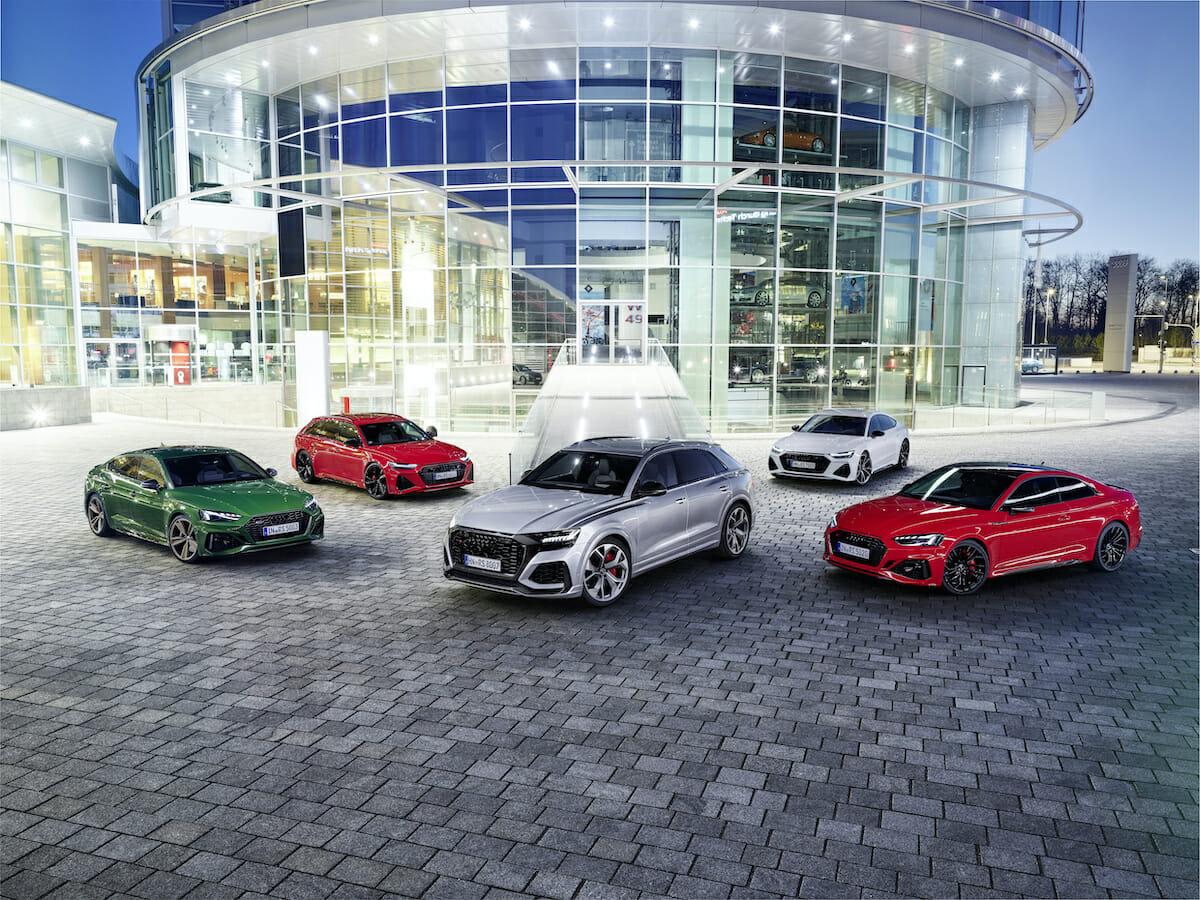 Audi RS 4 Avant, Audi RS Q8; Audi RS Q3 Sportback Audi RS Q3, Color: Kyalami green Audi RS 7 Sportback, Color: Blanco glaciar Audi RS 6 Avant, Color: rojo tango
