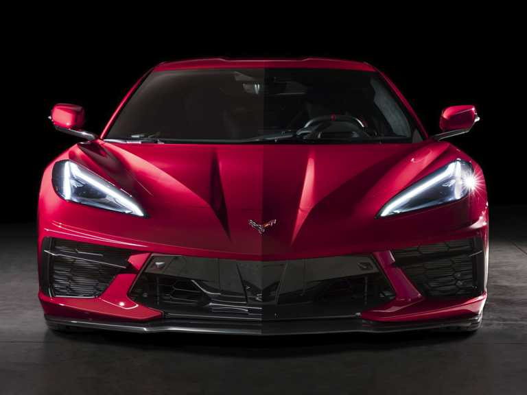 Chevrolet Corvette 2020 rojo desde la parte delantera