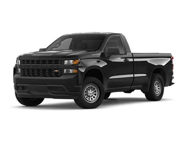 Chevrolet Silverado 2020 1500 negro con fondo blanco