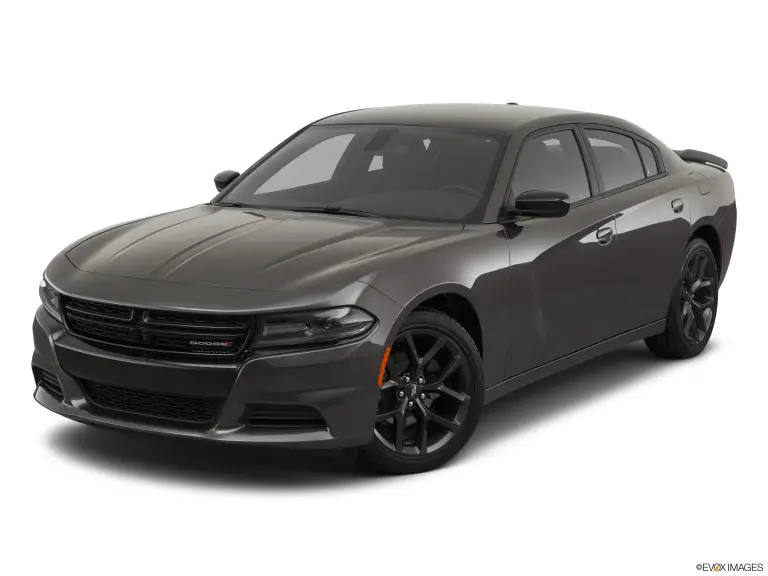 Dodge Charger SXT 2020 negro con fondo blanco