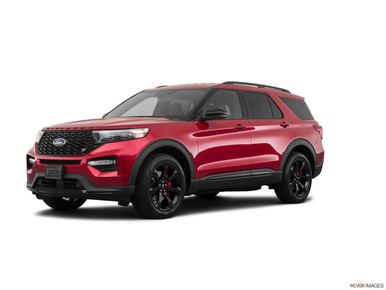 Ford Explorer 2020 rojo con fondo blanco