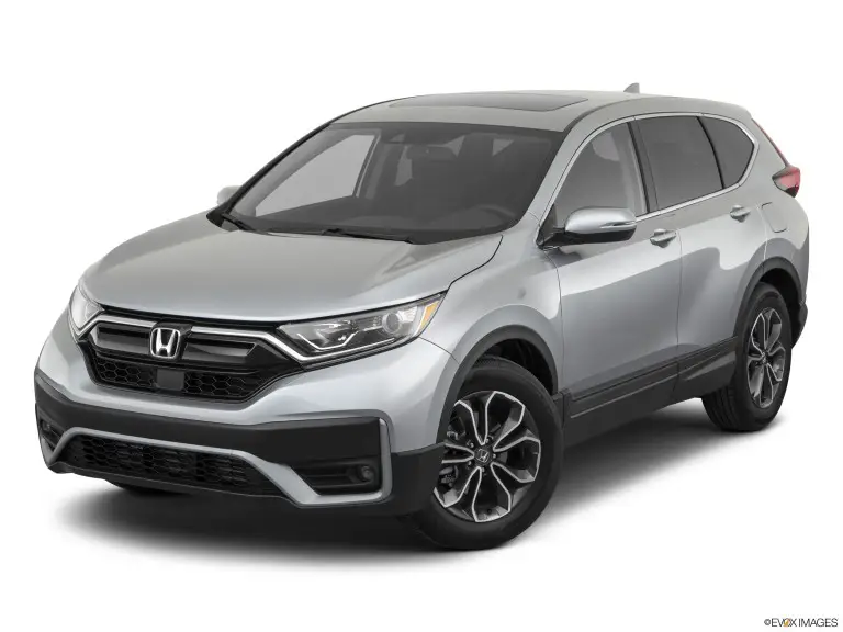 Honda CR-V EX 2021 plateado con fondo blanco