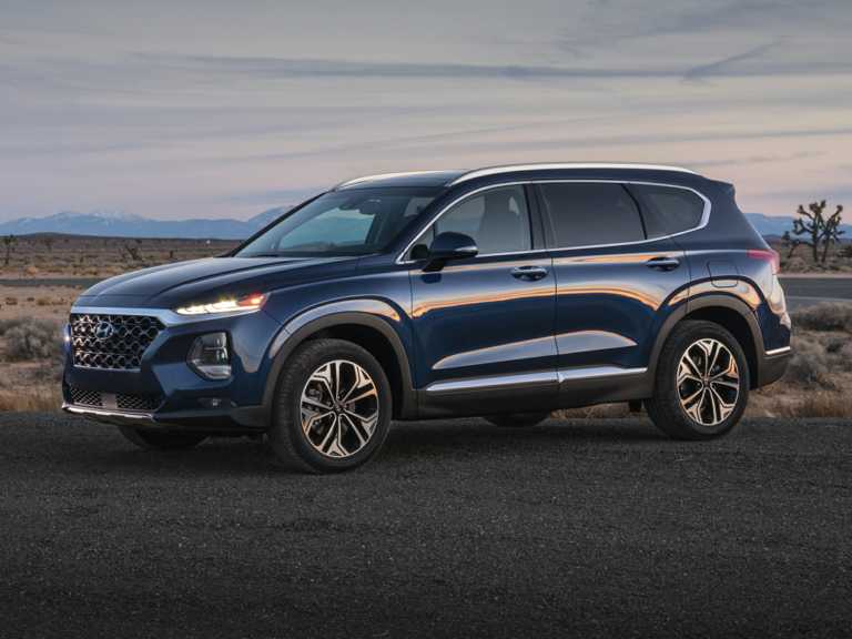 Hyundai Santa Fe 2019 azul desde el lado del conductor delantero