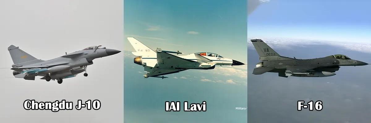 10. Chengdu J-10 – IAI Lavi / F-16 Fighting Falcon