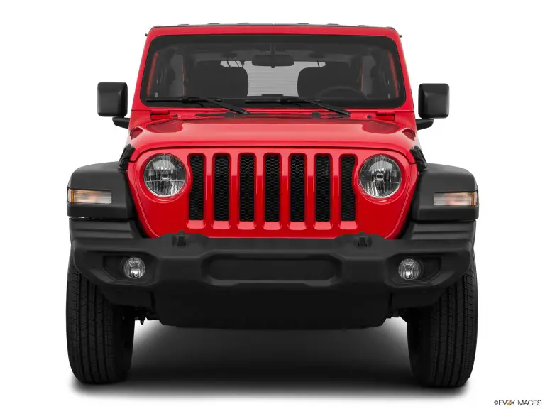Jeep Wrangler Sport 2020 rojo desde la parte delantera