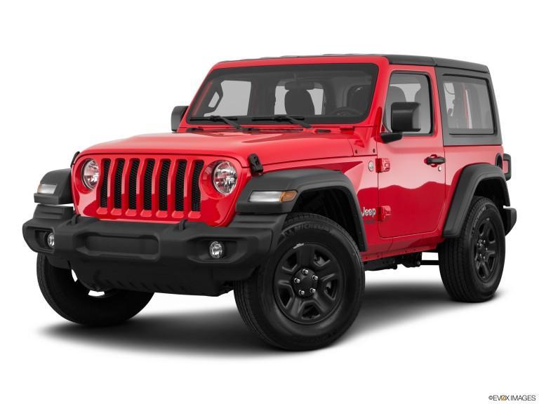 Jeep Wrangler rojo con fondo blanco