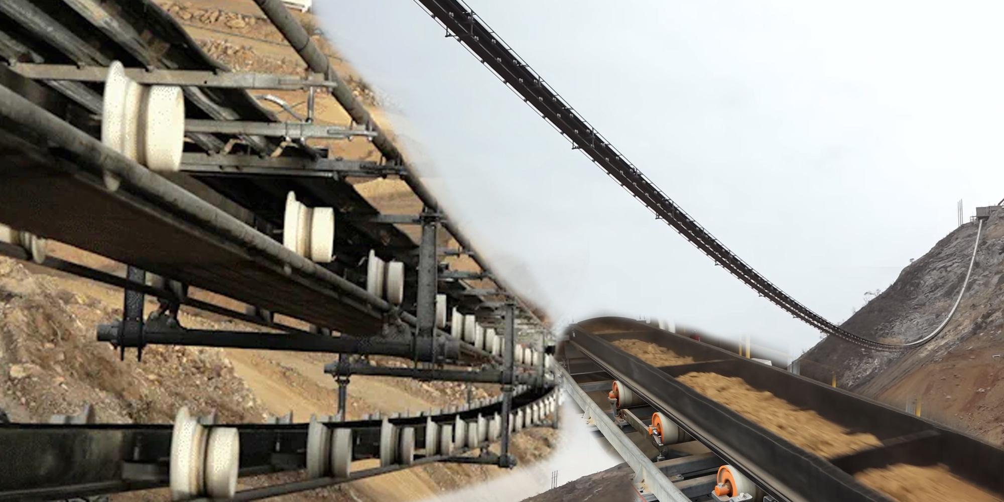 La cinta transportadora sustituye a los camiones y traslada 1.000 toneladas de mineral triturado a 1,3 kilómetros de distancia