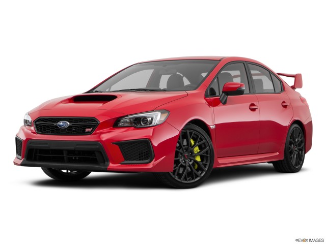 Subaru WRX STI 2019 rojo con fondo blanco
